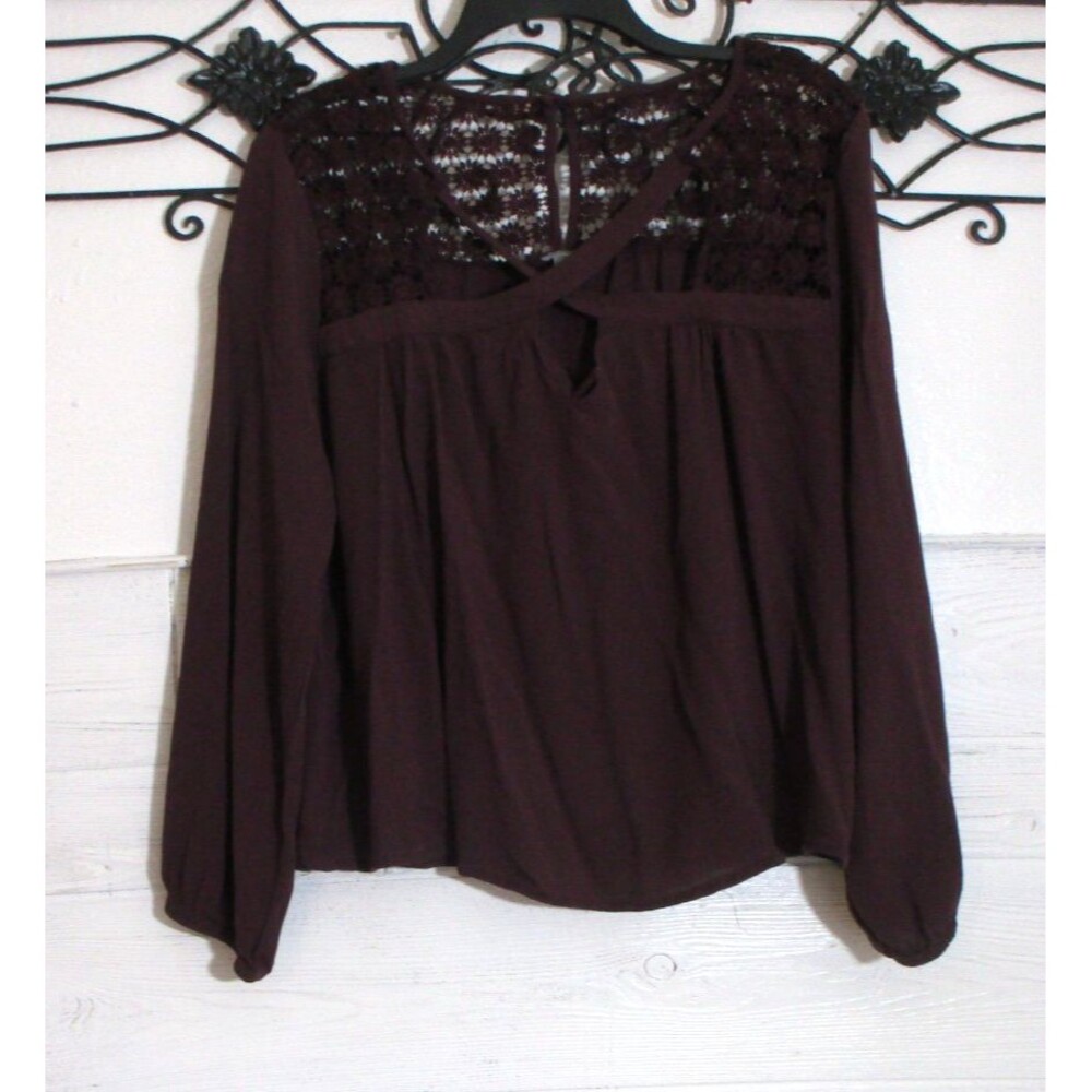 Charlotte Russe Women's Top Size XL Long Sleeve Burgundy Round Neck